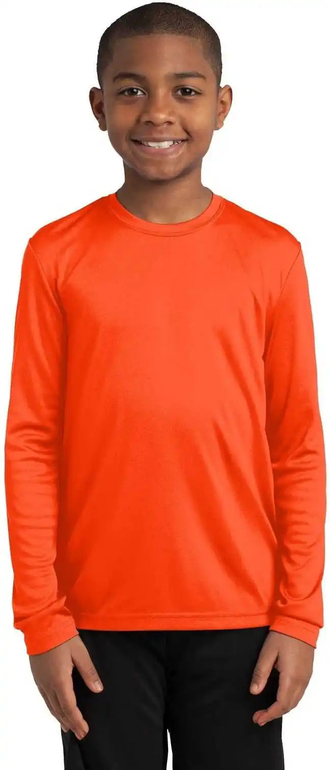 Sport Tek Yst350ls Youth Long Sleeve Posicharge Competitor Tee Neon Orange