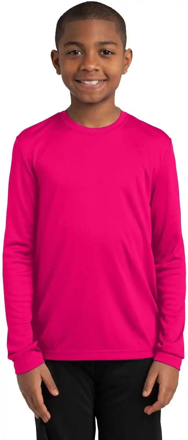 Sport-tek Yst350ls Youth Long Sleeve Posicharge Competitor Tee - Pink Raspberry