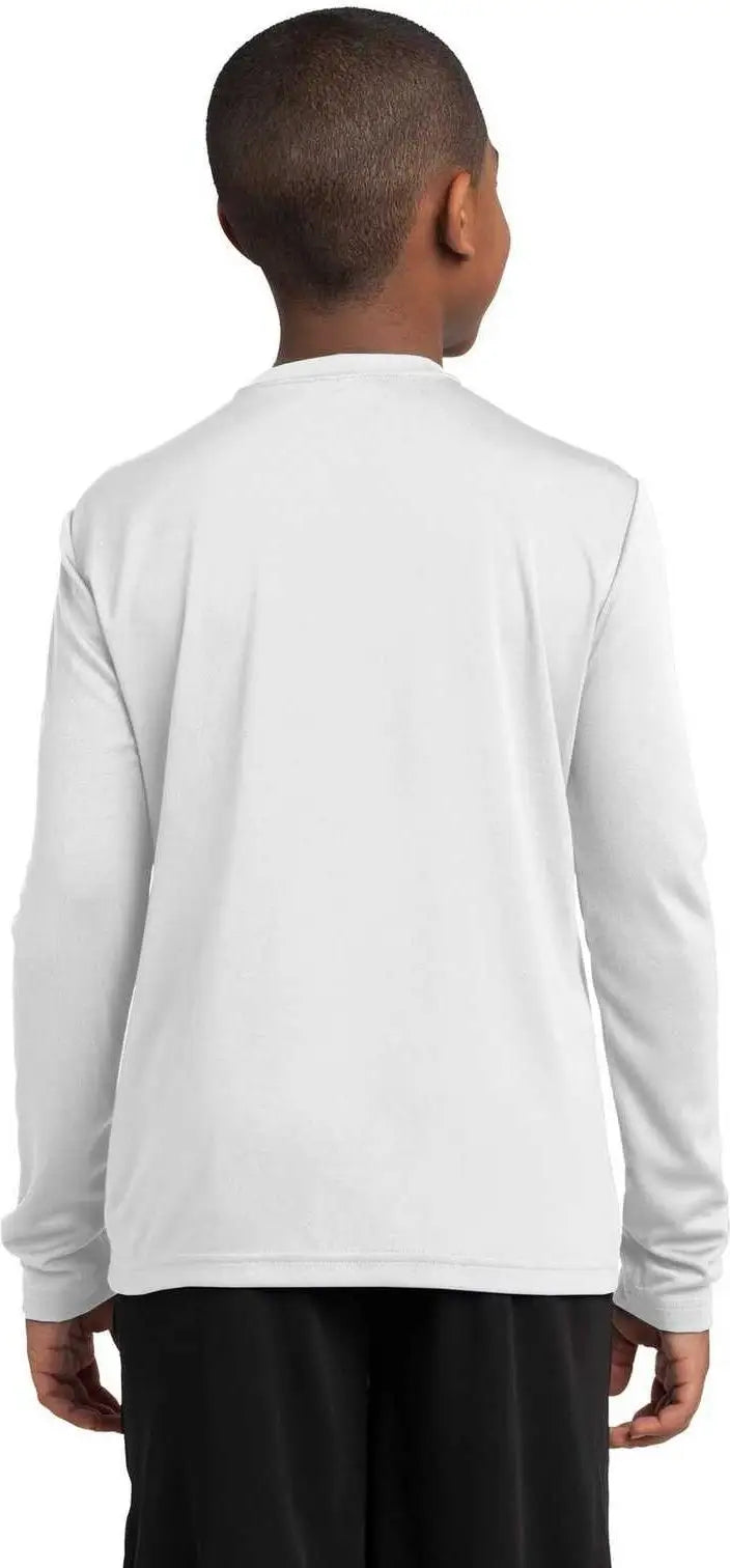 Sport-tek Yst350ls Youth Long Sleeve Posicharge Competitor Tee - White