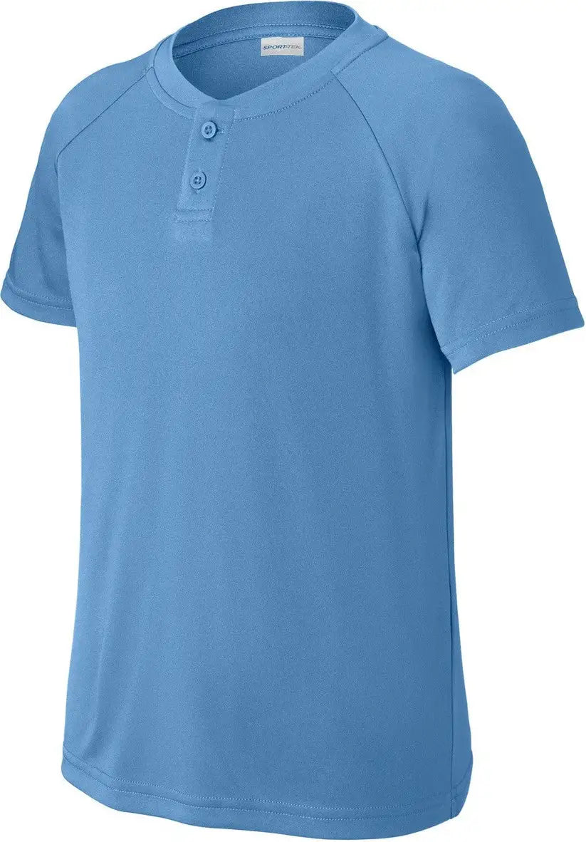 Sport-tek Yst359 Youth Posicharge Competitor 2-button Henley - Carolina Blue