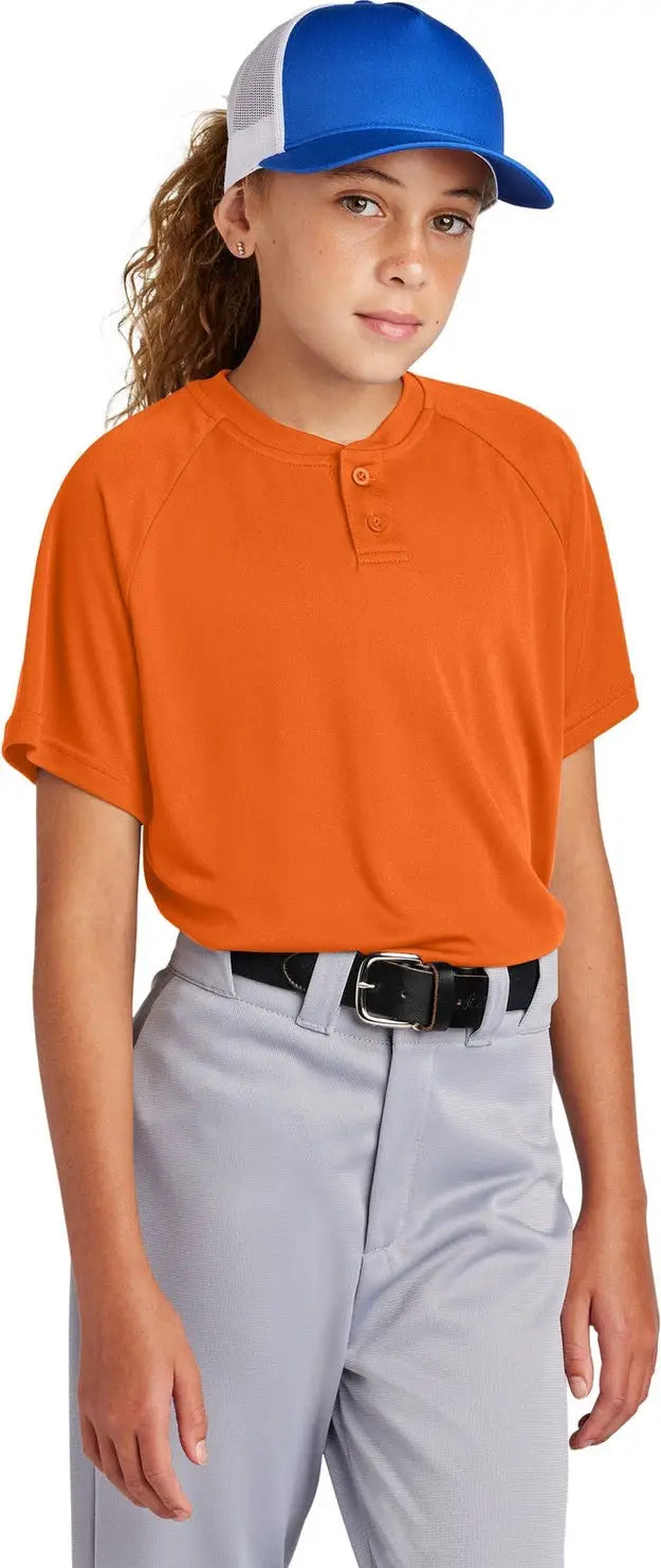 Sport-tek Yst359 Youth Posicharge Competitor 2-button Henley - Deep Orange - Xs