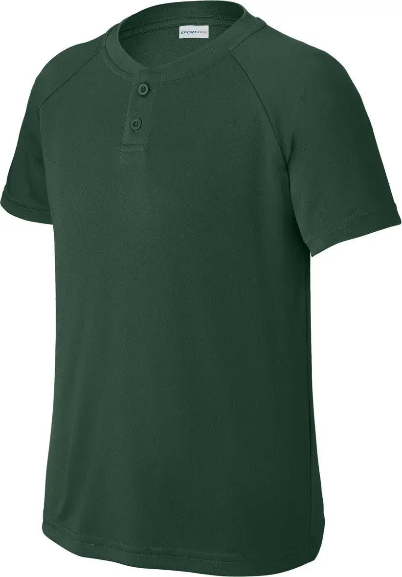 Sport-tek Yst359 Youth Posicharge Competitor 2-button Henley - Forest Green