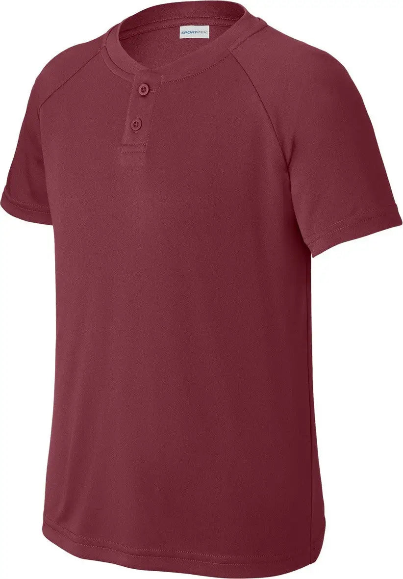 Sport-tek Yst359 Youth Posicharge Competitor 2-button Henley - Maroon