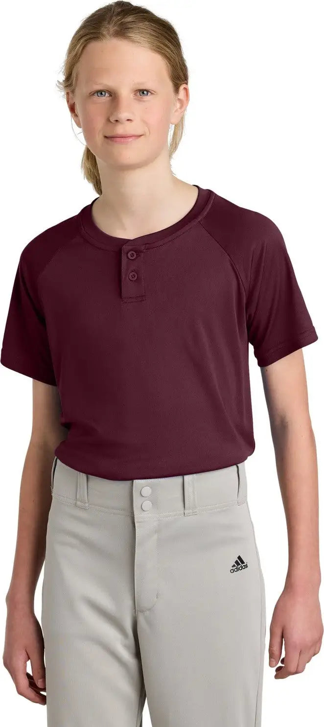 Sport-tek Yst359 Youth Posicharge Competitor 2-button Henley - Maroon