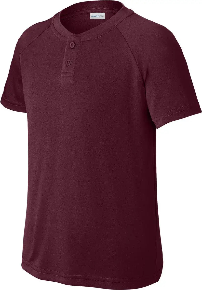 Sport-tek Yst359 Youth Posicharge Competitor 2-button Henley - Maroon