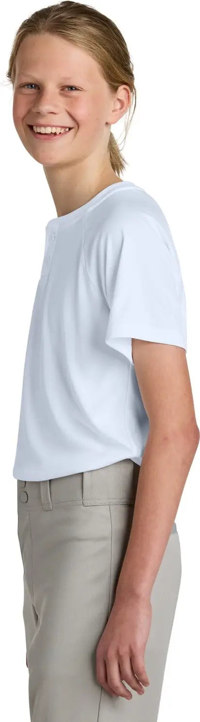 Sport-tek Yst359 Youth Posicharge Competitor 2-button Henley - White