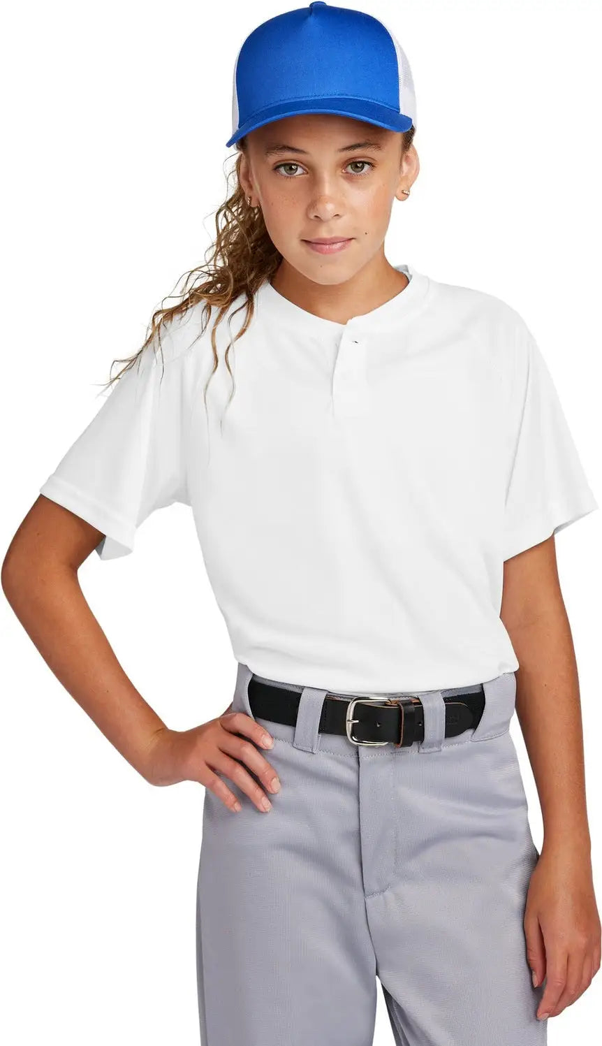 Sport-tek Yst359 Youth Posicharge Competitor 2-button Henley - White - Xs