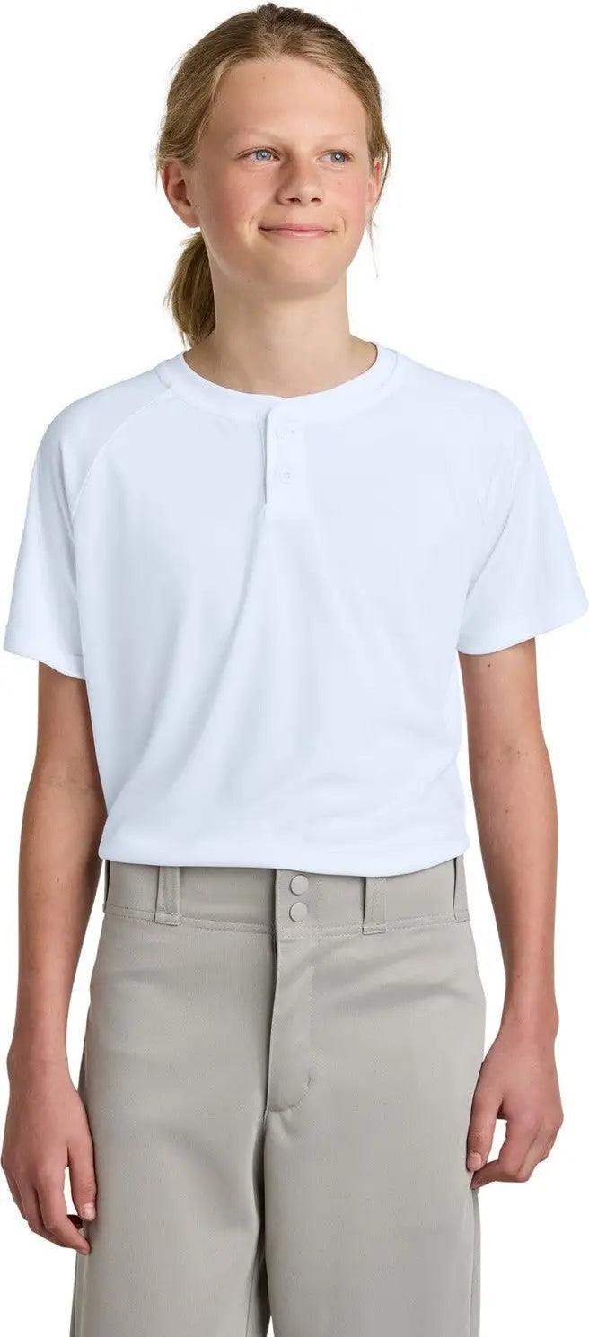 Sport-tek Yst359 Youth Posicharge Competitor 2-button Henley - White