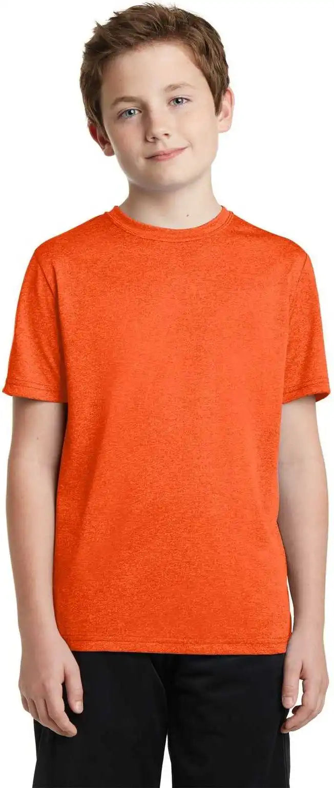 Sport Tek Yst360 Youth Heather Contender Tee Deep Orange