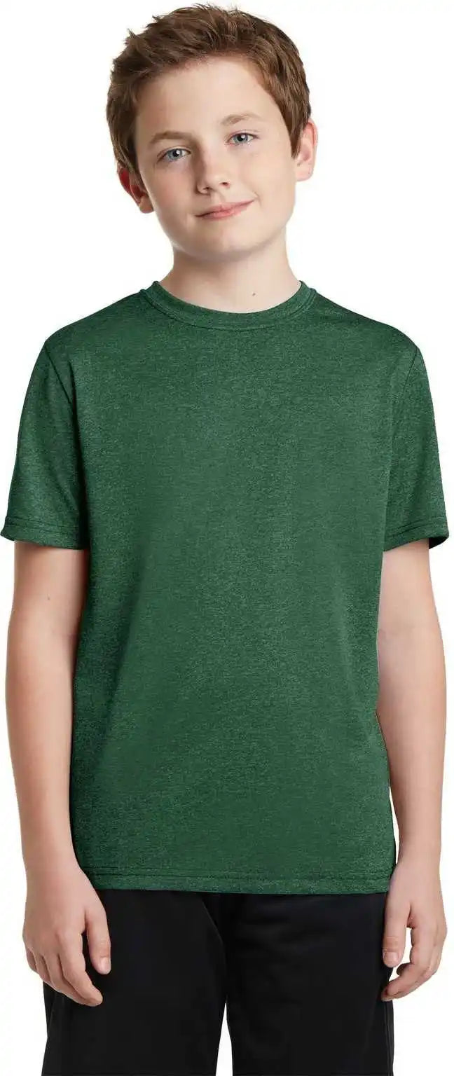 Sport-tek Yst360 Youth Heather Contender Tee - Forest Green