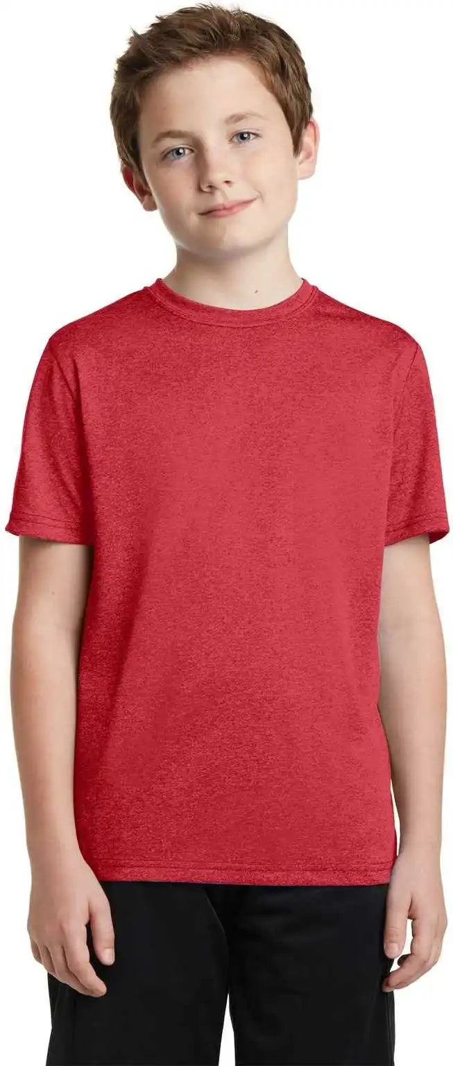 Sport Tek Yst360 Youth Heather Contender Tee Scarlet
