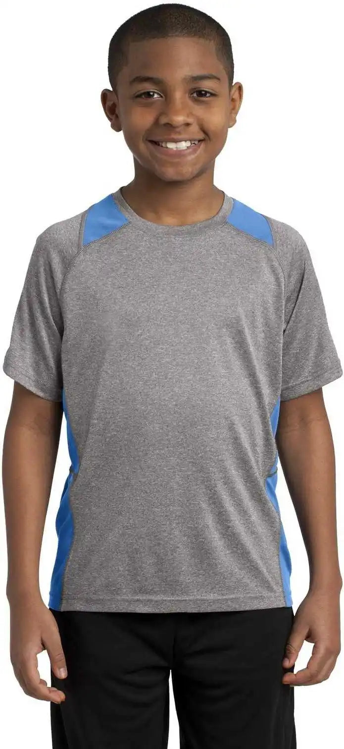 Sport Tek Yst361 Youth Heather Colorblock Contender Tee Vintage Carolina Blue