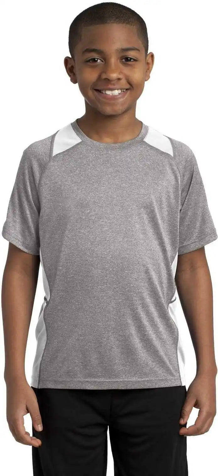 Sport-tek Yst361 Youth Heather Colorblock Contender Tee - Vintage White