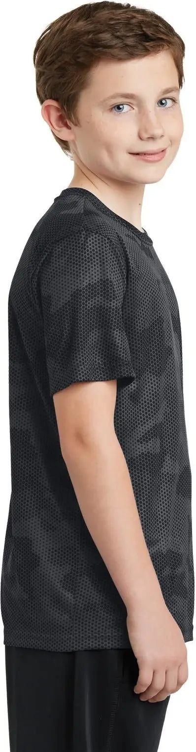 Sport-tek Yst370 Youth Camohex Tee - Iron Gray