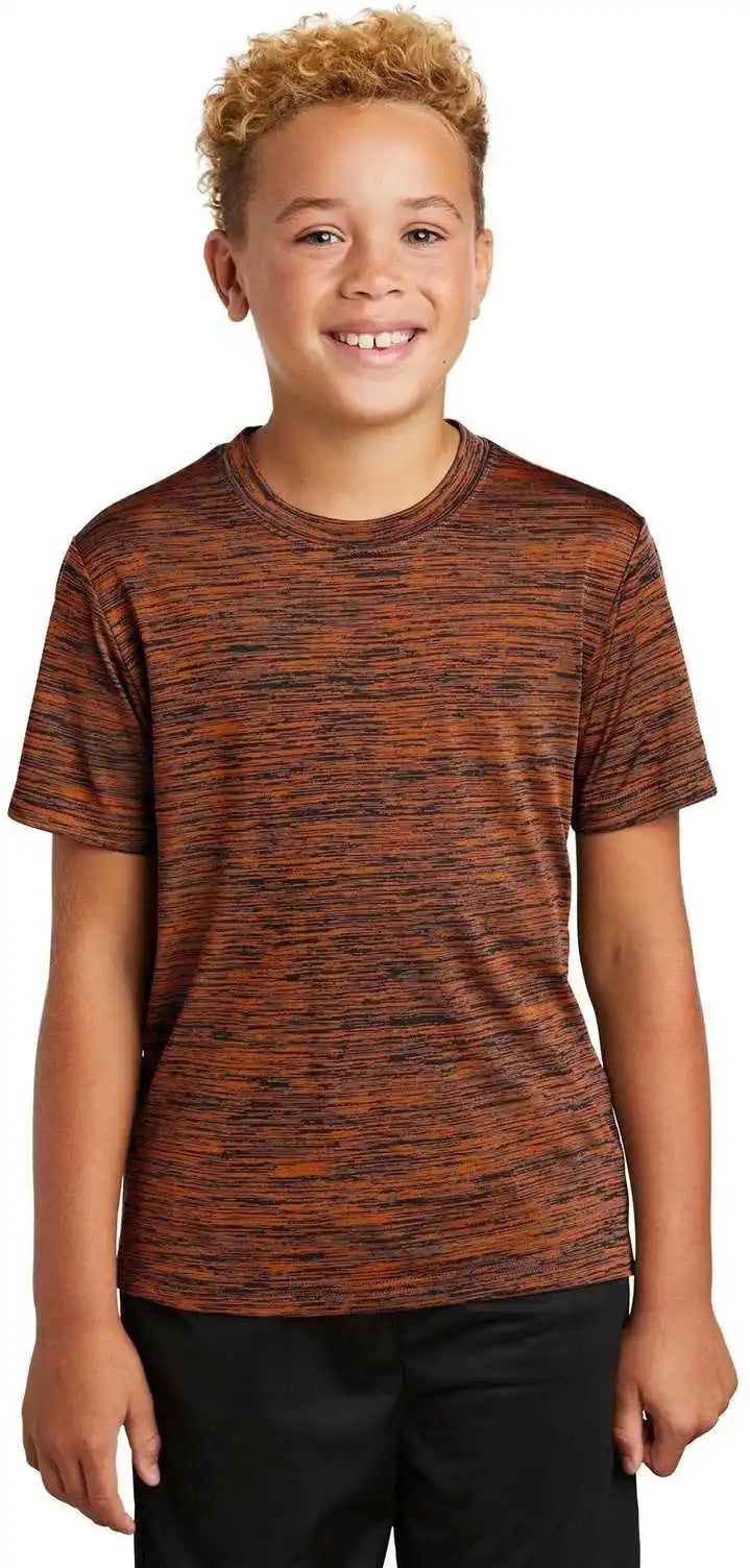 Sport-tek Yst390 Youth Posicharge Electric Heather Tee - Deep Orange-black