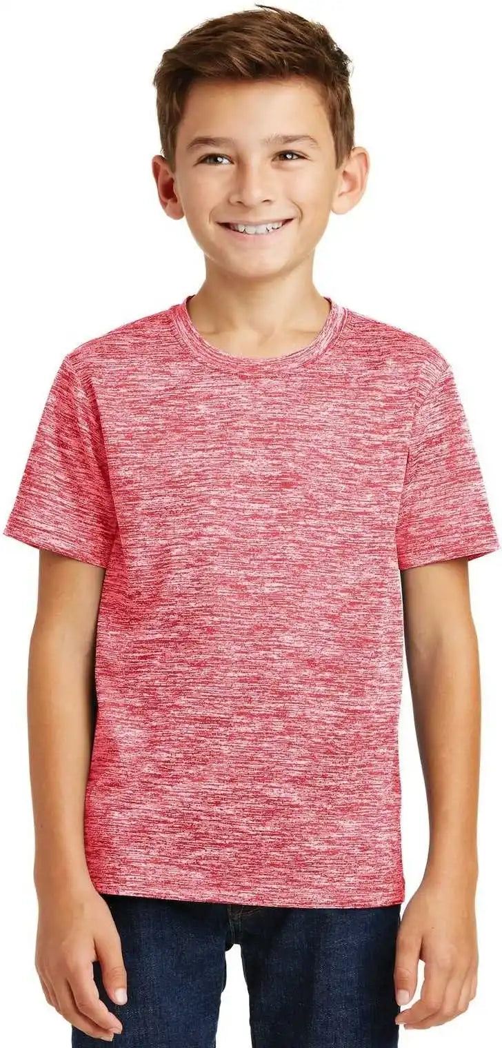 Sport Tek Yst390 Youth Posicharge Electric Heather Tee Deep Red
