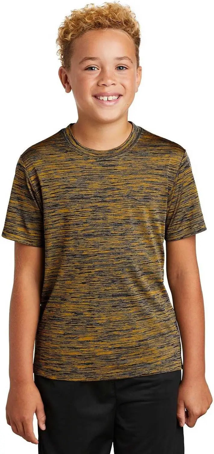 Sport-tek Yst390 Youth Posicharge Electric Heather Tee - Gold-black