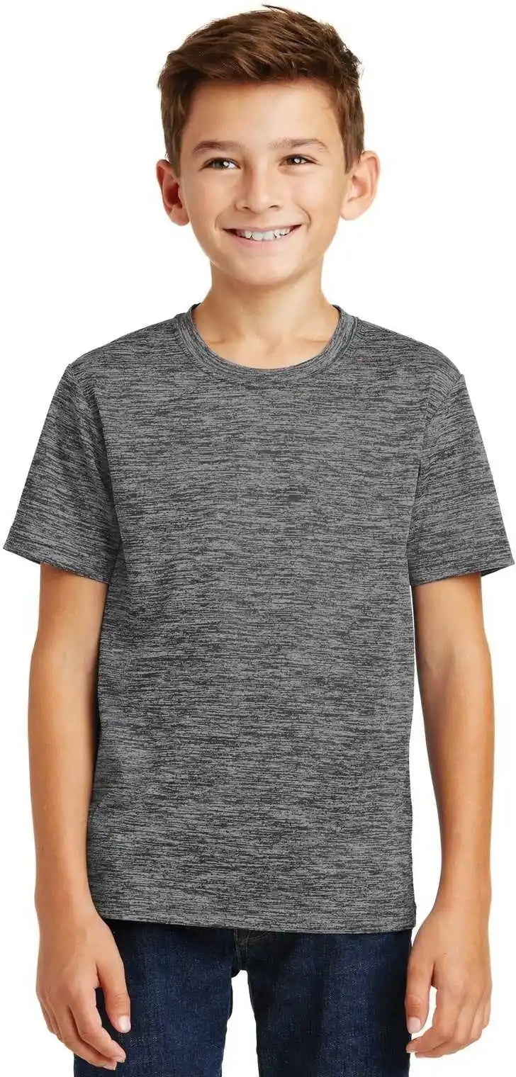 Sport Tek Yst390 Youth Posicharge Electric Heather Tee Grey Black