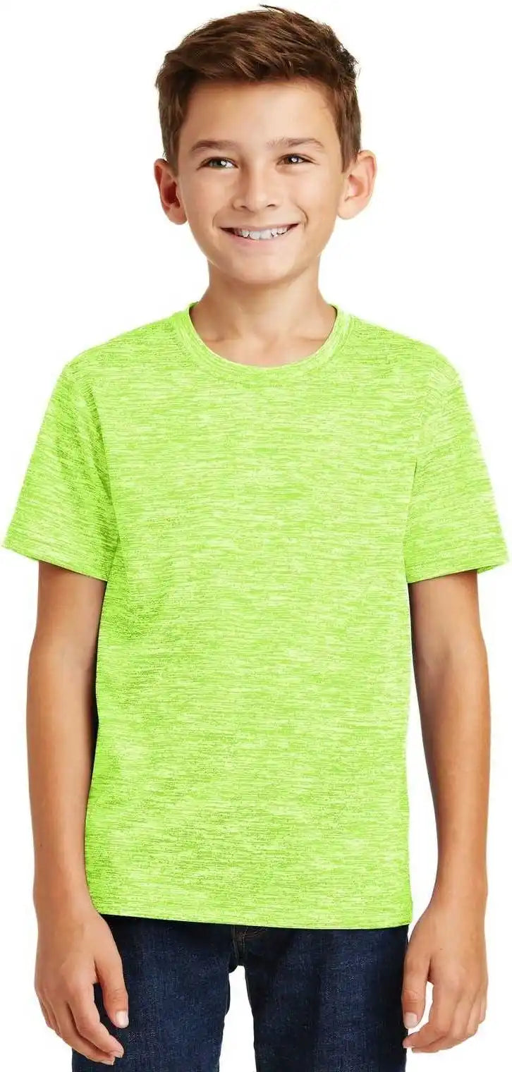 Sport-tek Yst390 Youth Posicharge Electric Heather Tee - Lime Shock