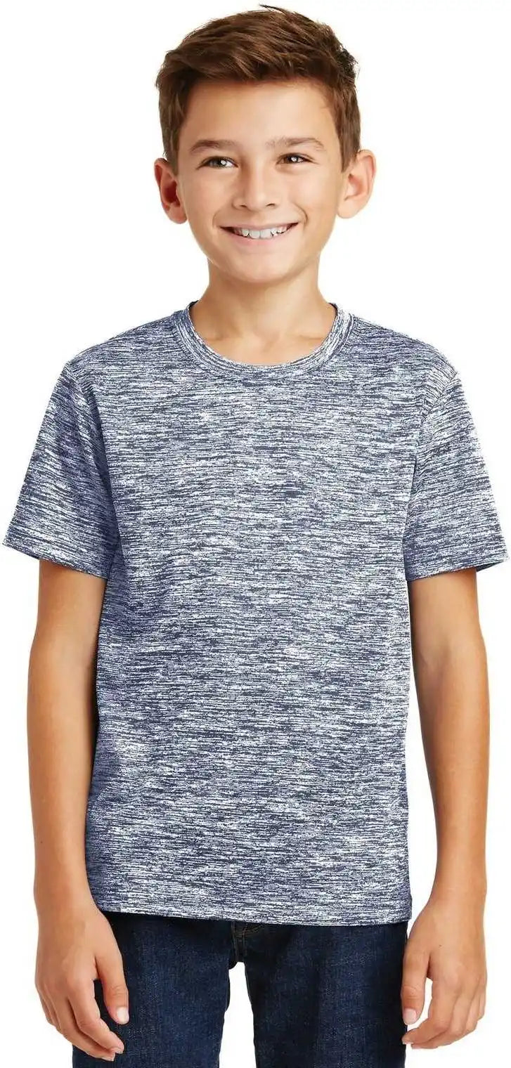Sport Tek Yst390 Youth Posicharge Electric Heather Tee True Navy