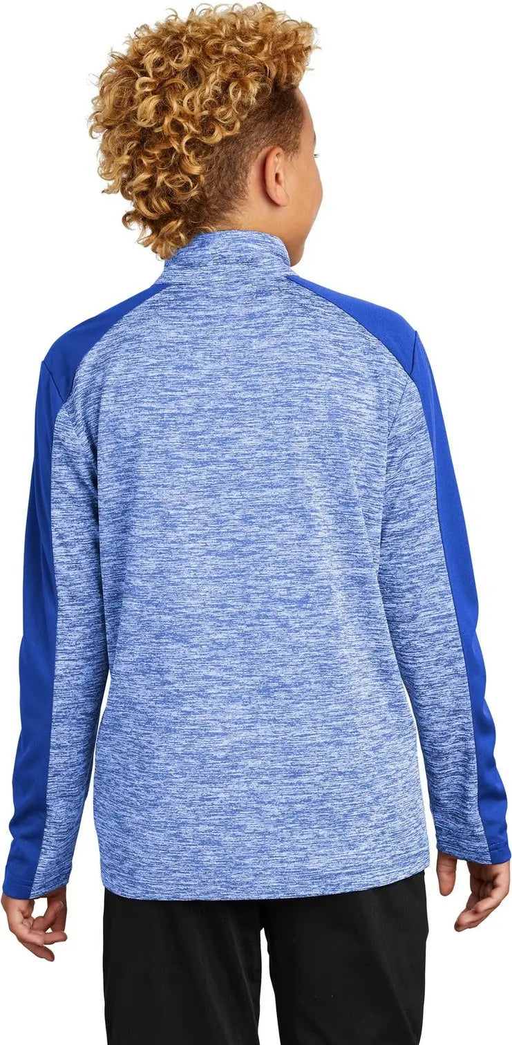 Sport-tek Yst397 Youth Posicharge Electric Heather Colorblock 1/4-zip Pullover - True Royal