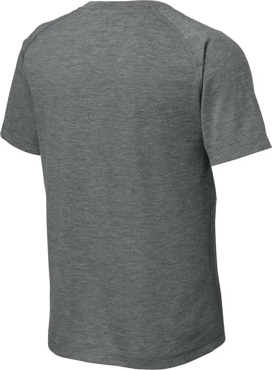 Sport-tek Yst400 Youth Posicharge Tri-blend Wicking Raglan Tee - Dark Gray Heather
