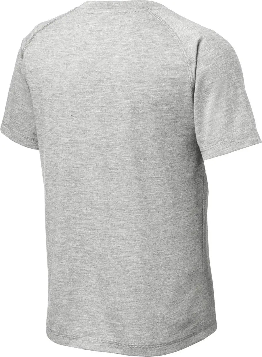 Sport-tek Yst400 Youth Posicharge Tri-blend Wicking Raglan Tee - Light Gray Heather