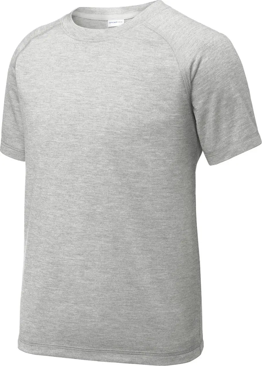Sport-tek Yst400 Youth Posicharge Tri-blend Wicking Raglan Tee - Light Gray Heather
