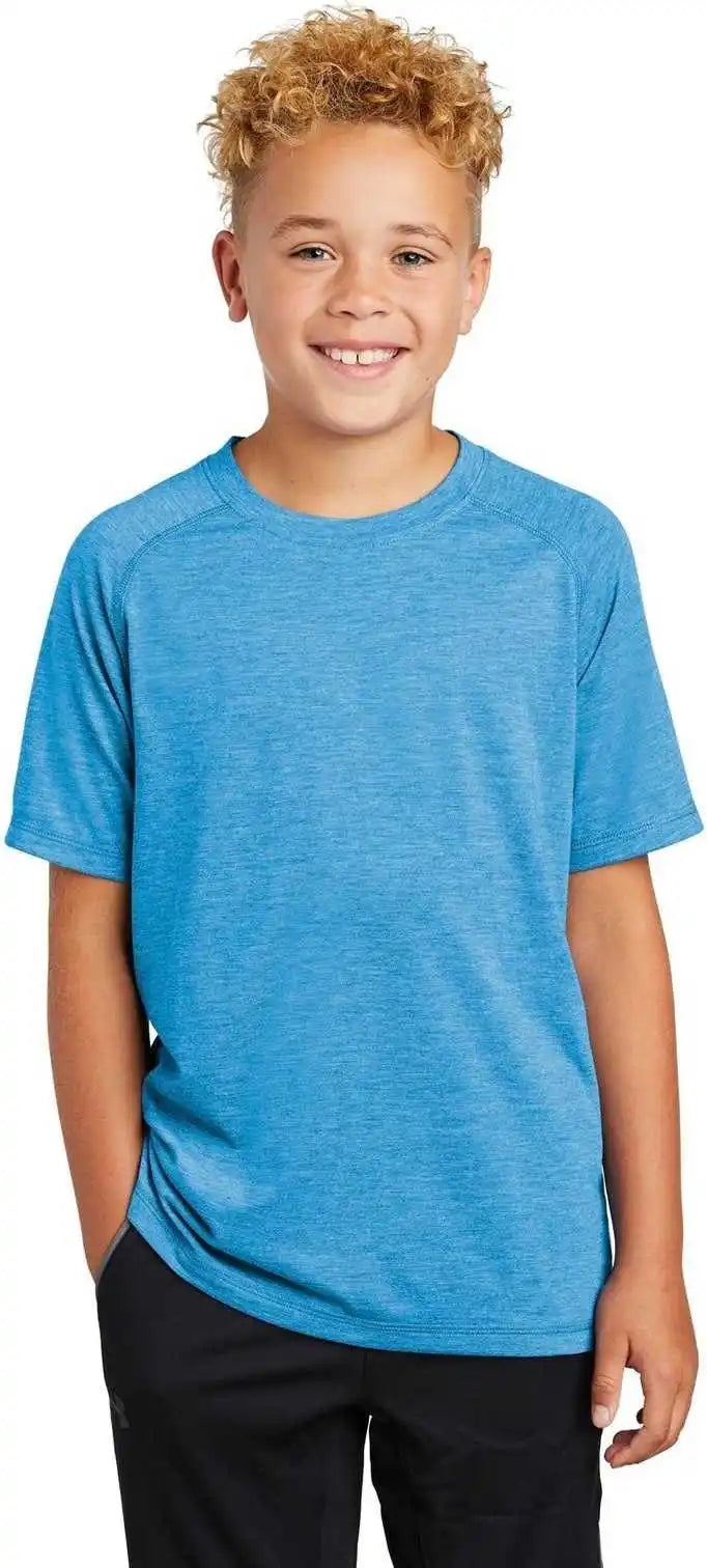 Sport Tek Yst400 Youth Posicharge Tri Blend Wicking Raglan Tee Pond Blue Heather