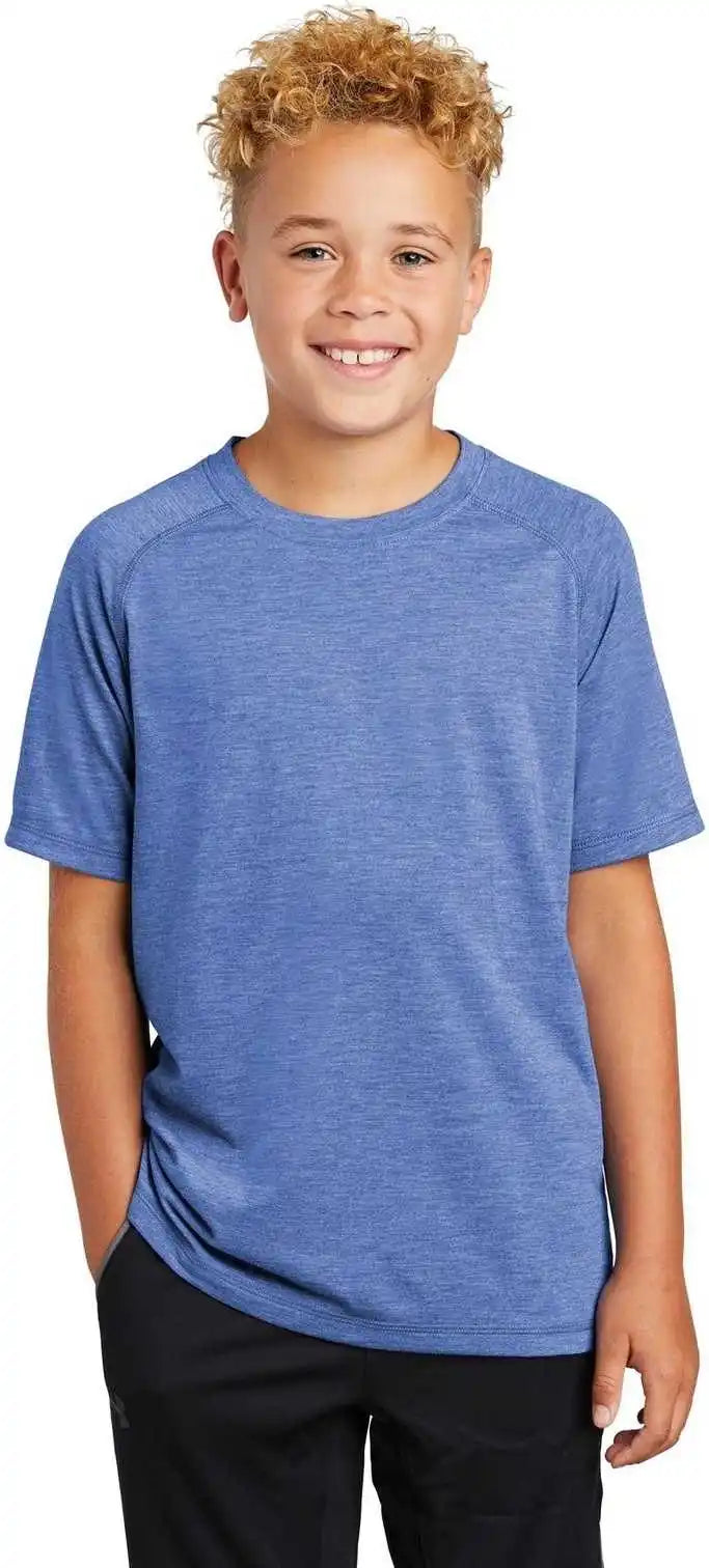 Sport Tek Yst400 Youth Posicharge Tri Blend Wicking Raglan Tee True Royal Heather