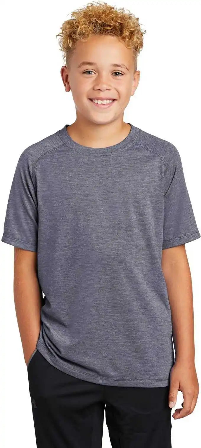 Sport Tek Yst400 Youth Posicharge Tri Blend Wicking Raglan Tee True Navy Heather