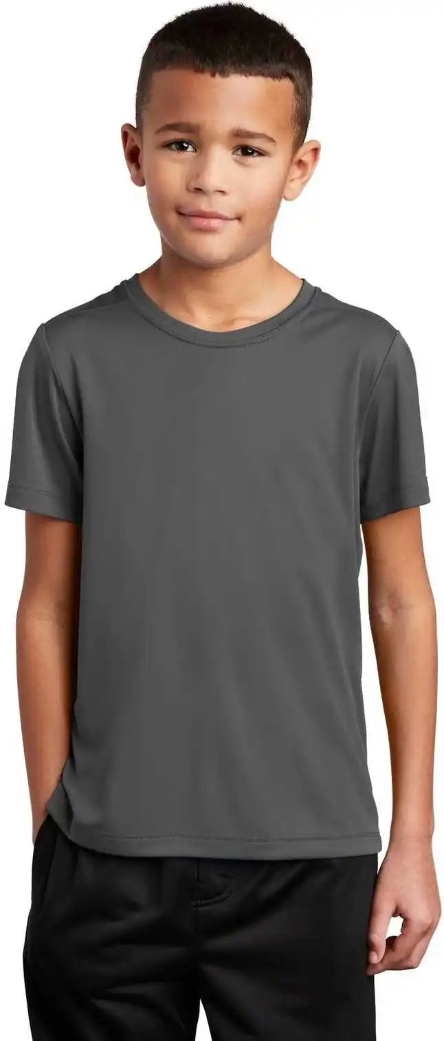 Sport Tek Yst420 Youth Posi Uv Pro Tee Dark Smoke Gray