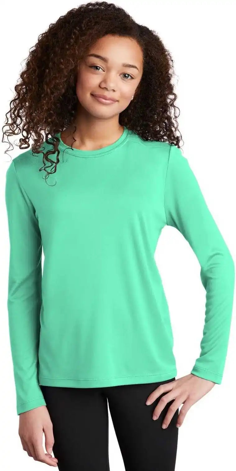 Sport-tek Yst420ls Youth Posi-uv Pro Long Sleeve Tee - Bright Seafoam
