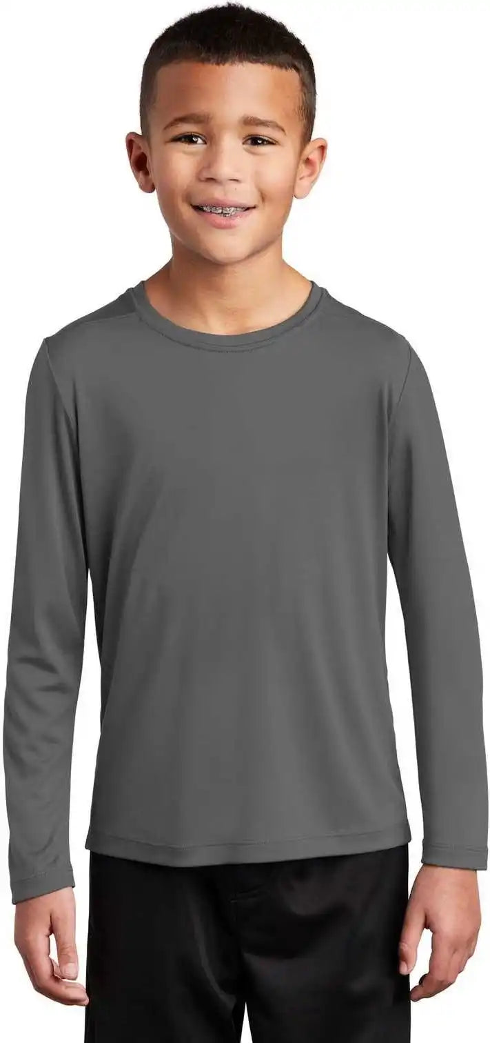 Sport-tek Yst420ls Youth Posi-uv Pro Long Sleeve Tee - Dark Smoke Gray