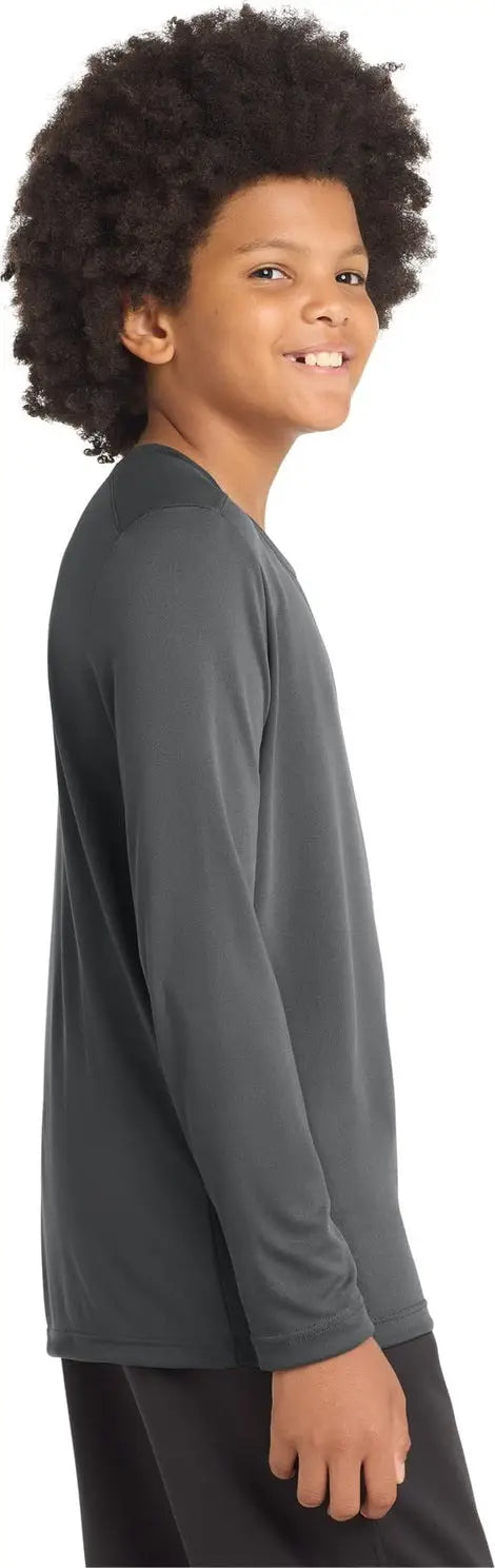 Sport-tek Yst420ls Youth Posi-uv Pro Long Sleeve Tee - Dark Smoke Gray