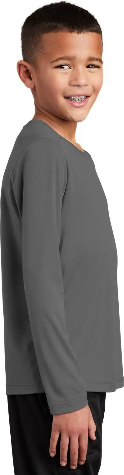 Sport-tek Yst420ls Youth Posi-uv Pro Long Sleeve Tee - Dark Smoke Gray