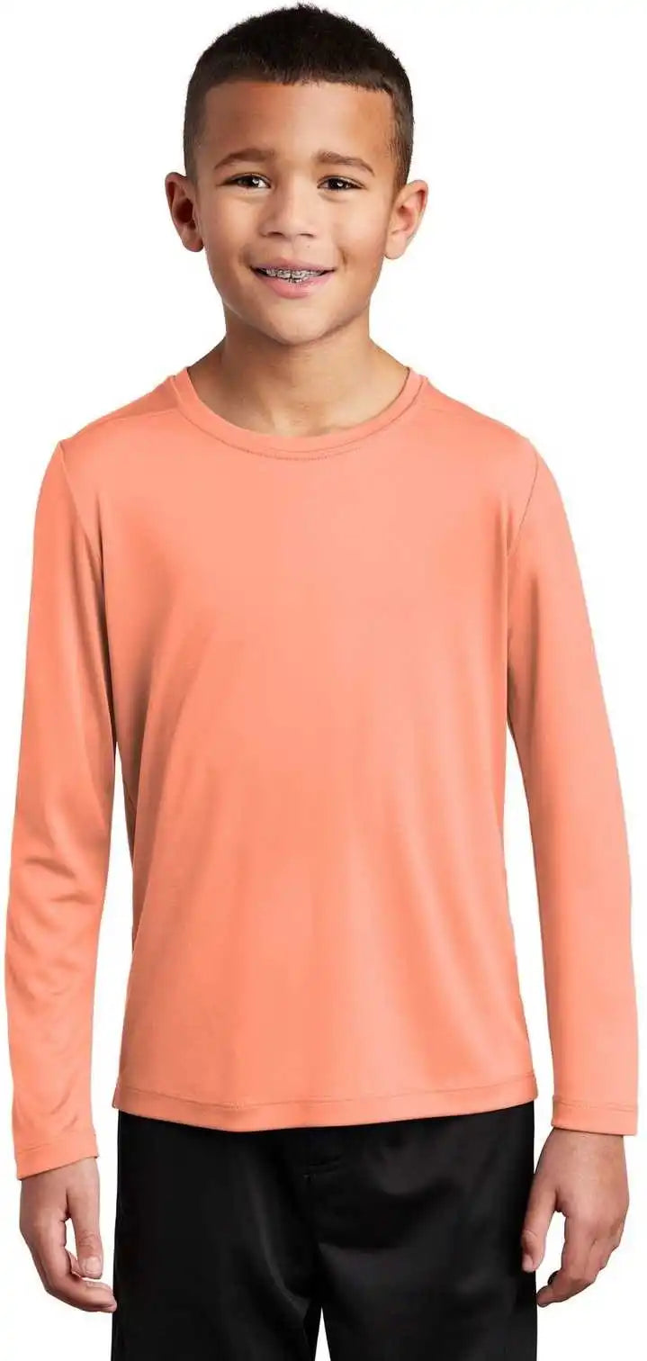 Sport-tek Yst420ls Youth Posi-uv Pro Long Sleeve Tee - Soft Coral