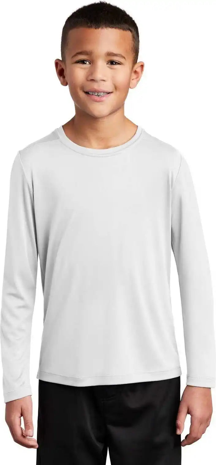 Sport-tek Yst420ls Youth Posi-uv Pro Long Sleeve Tee - White