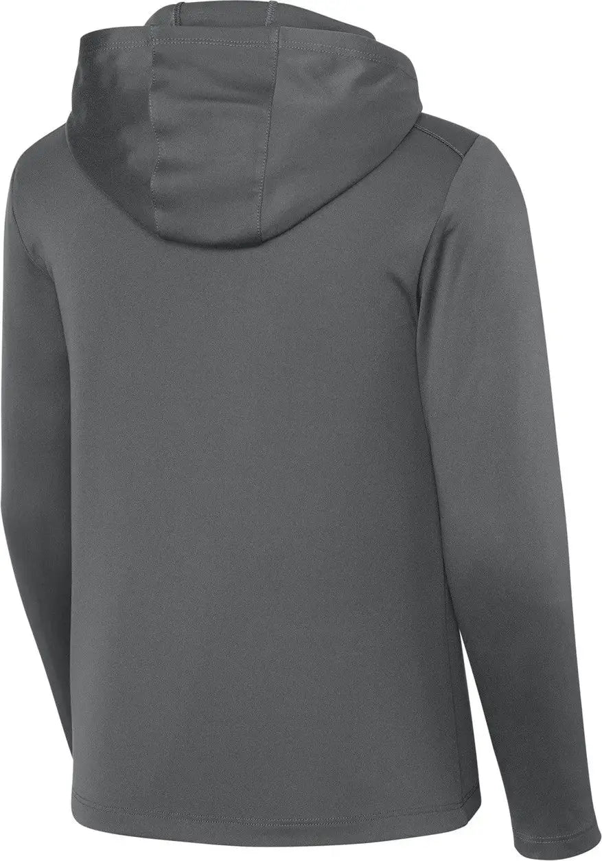 Sport-tek Yst420lsh Youth Posi-uv Pro Long Sleeve Hoodie - Dark Smoke Gray - Xs