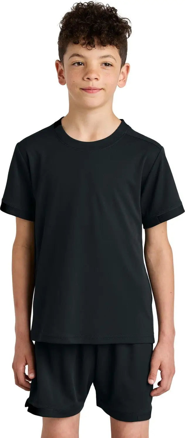Sport-tek Yst440 Youth Club Short Sleeve Crew - Black - Black/ / Xs