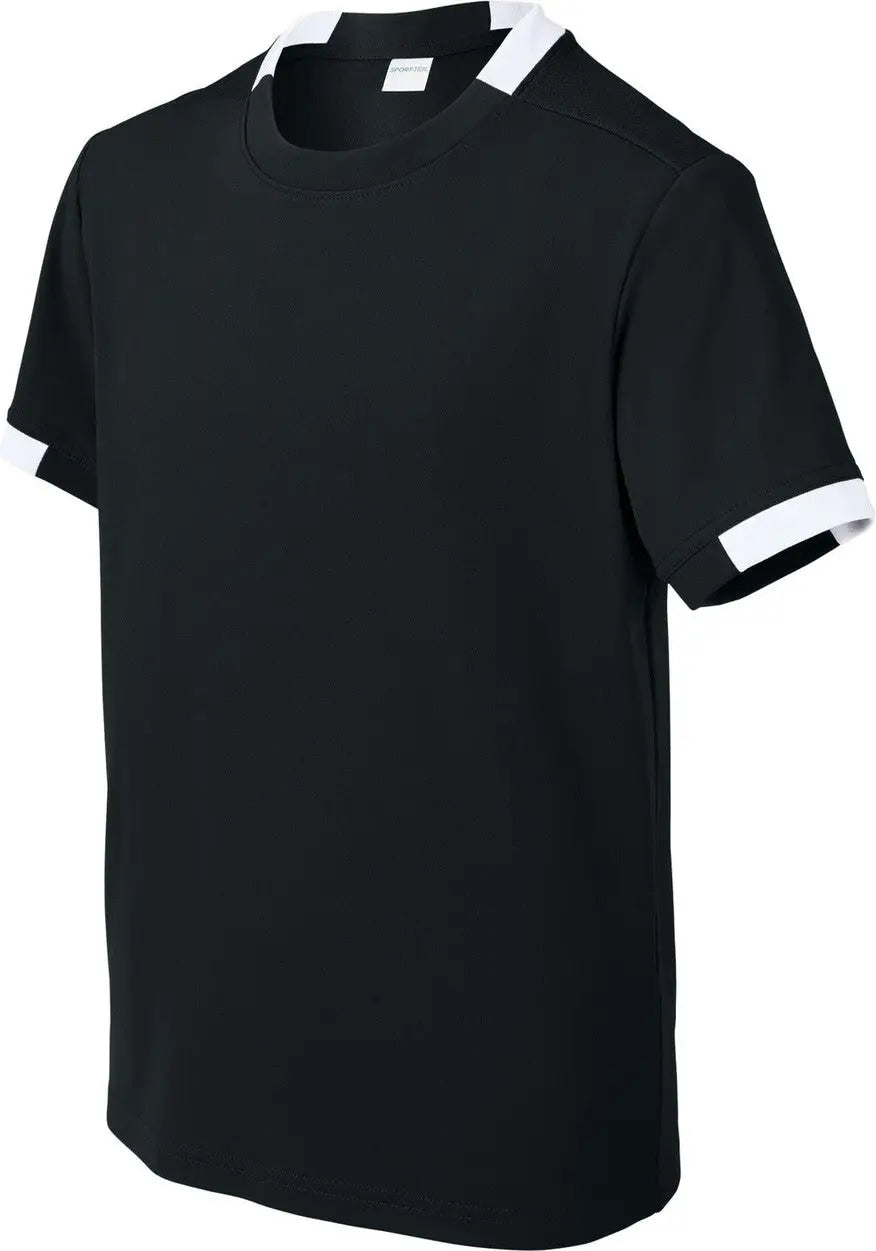 Sport-tek Yst440 Youth Club Short Sleeve Crew - Black White