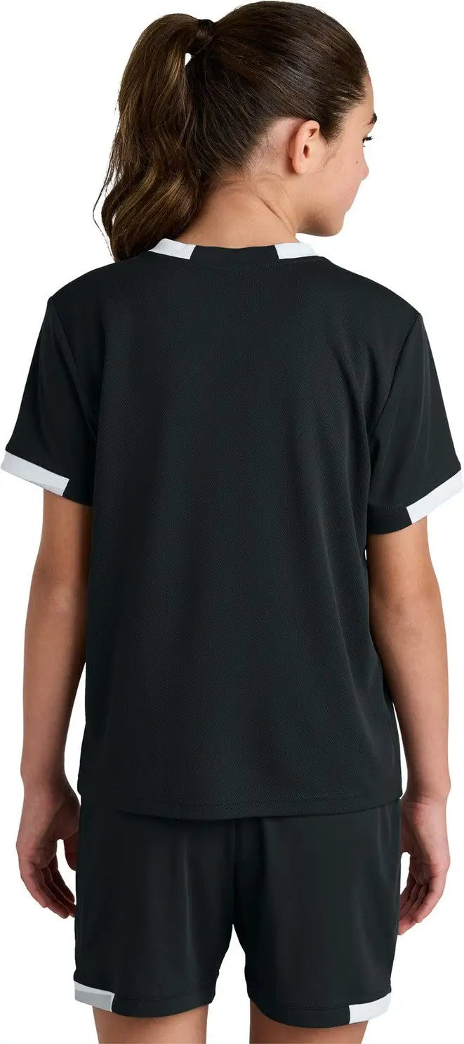 Sport-tek Yst440 Youth Club Short Sleeve Crew - Black White