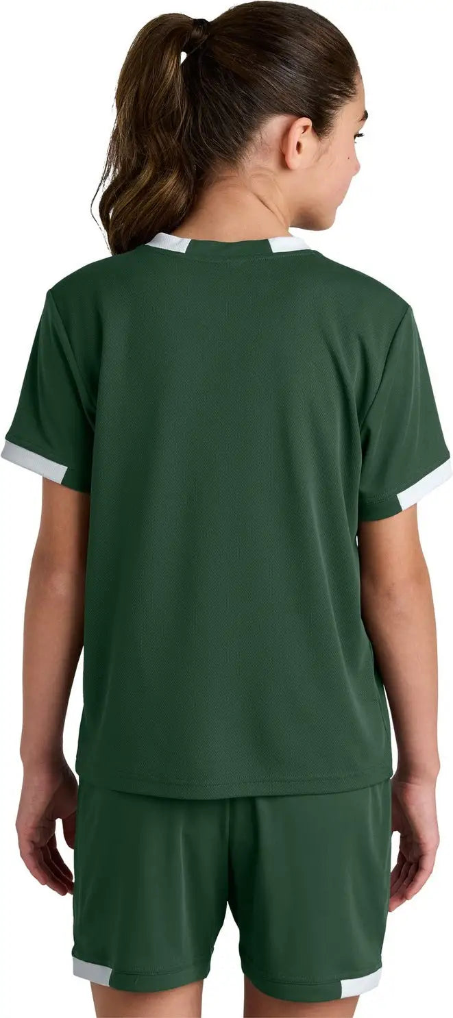 Sport-tek Yst440 Youth Club Short Sleeve Crew - Forest Green White