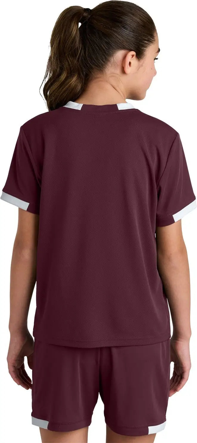 Sport-tek Yst440 Youth Club Short Sleeve Crew - Maroon White