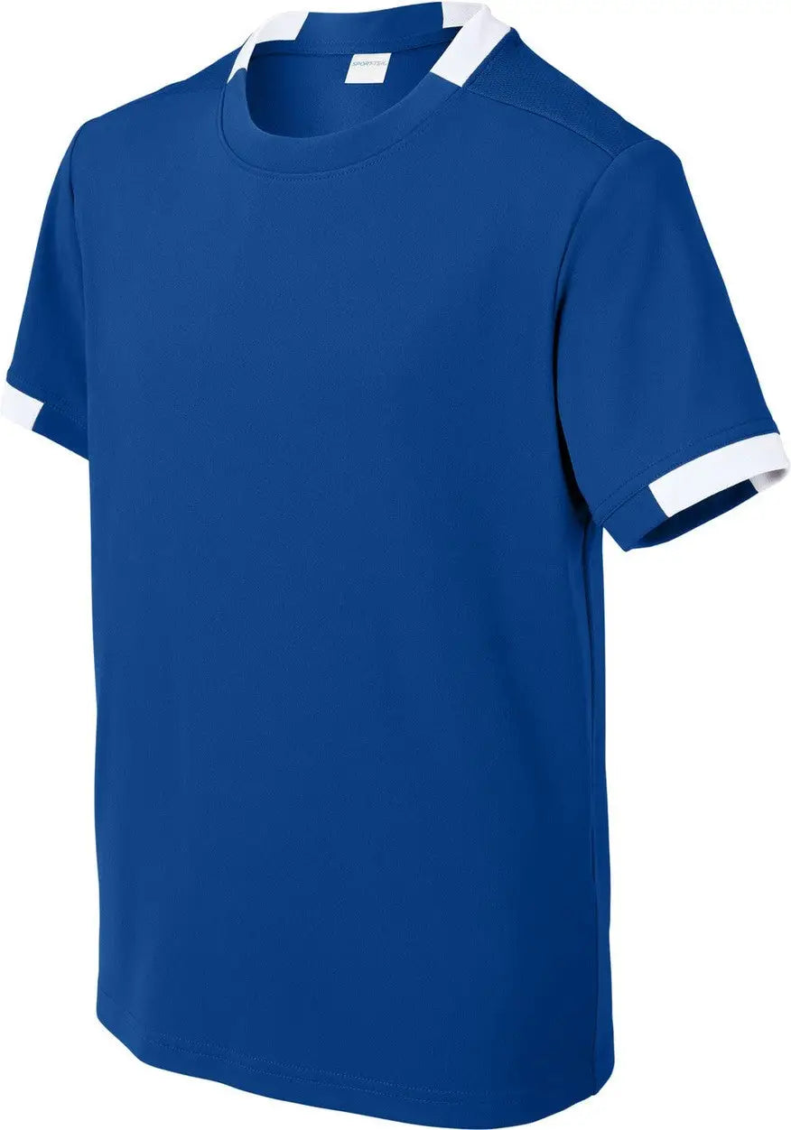 Sport-tek Yst440 Youth Club Short Sleeve Crew - True Royal White