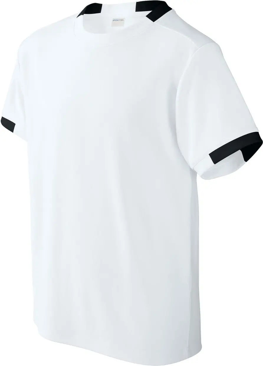 Sport-tek Yst440 Youth Club Short Sleeve Crew - White Black