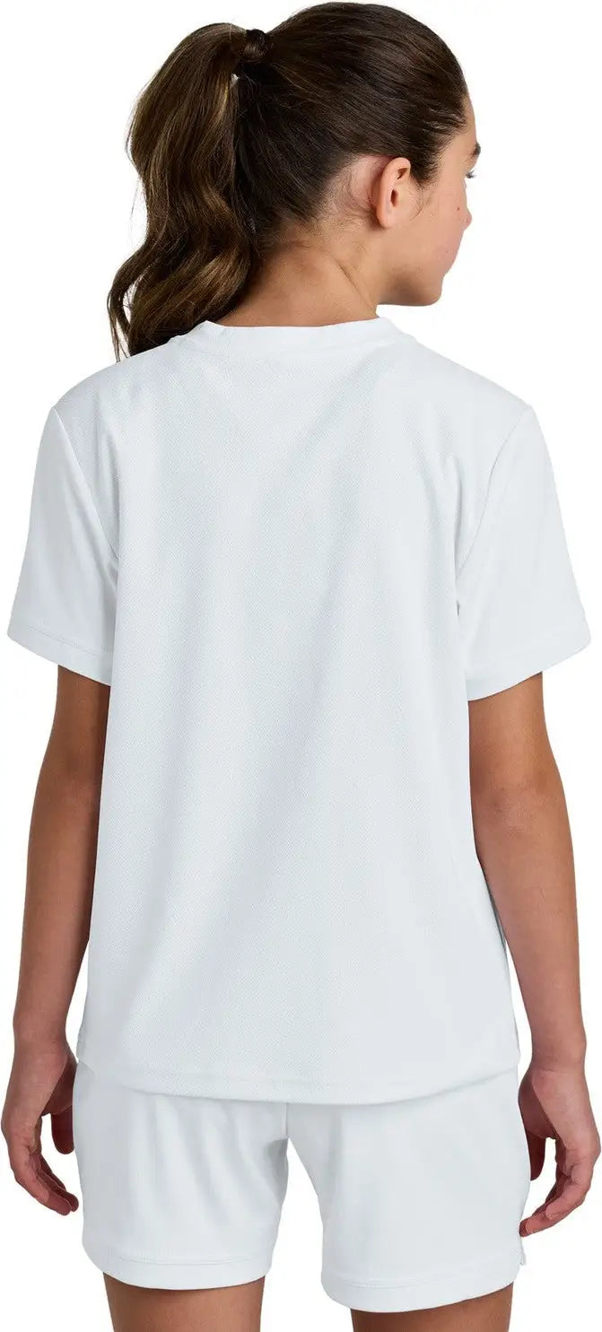Sport-tek Yst440 Youth Club Short Sleeve Crew - White