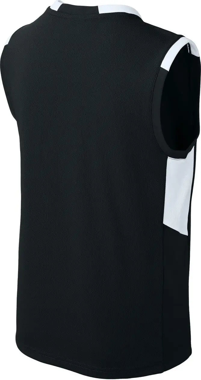 Sport-tek Yst441 Youth Club Sleeveless V-neck - Black White - Black/ / Xs