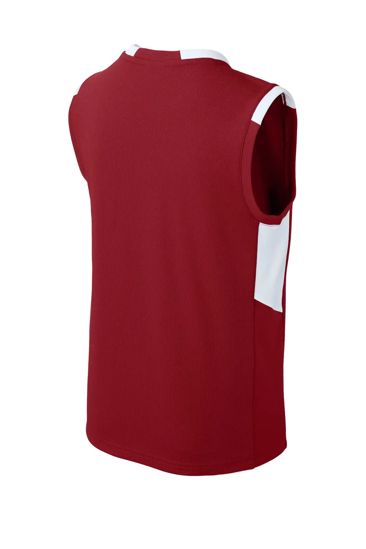 Sport-tek Yst441 Youth Club Sleeveless V-neck - Deep Red White