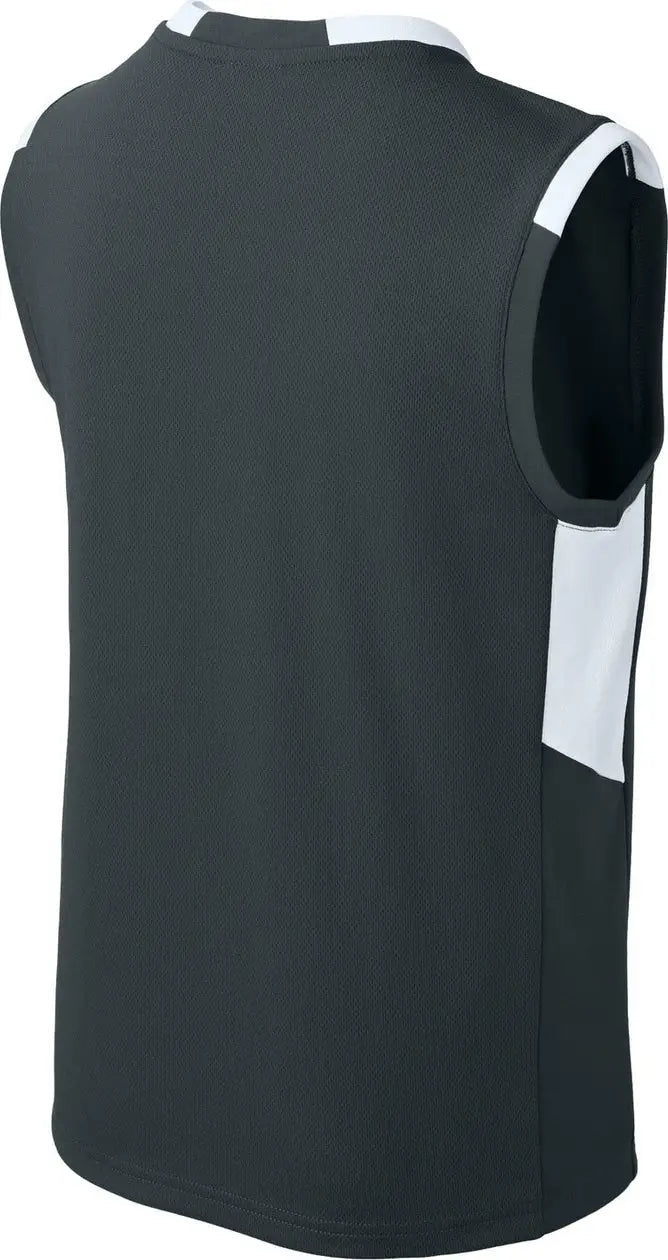 Sport-tek Yst441 Youth Club Sleeveless V-neck - Iron Gray White